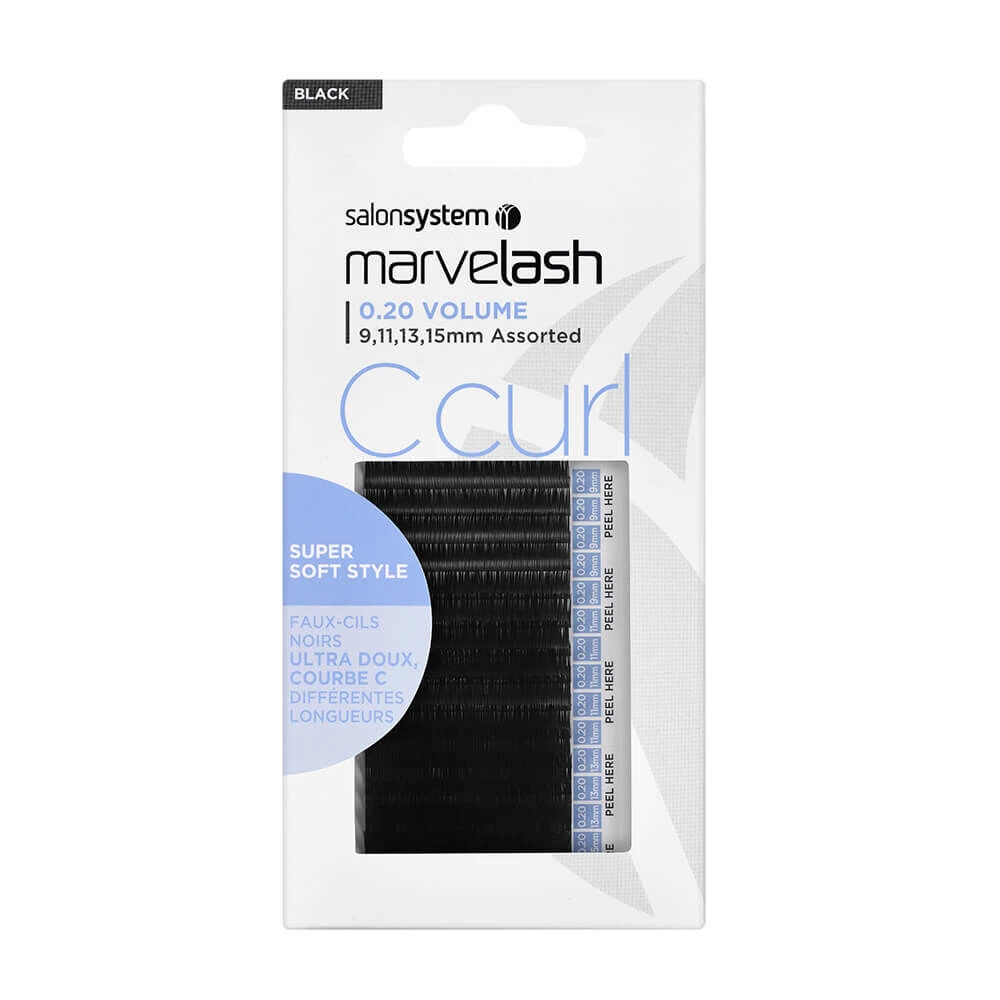 Marvelash C Curl Lashes 0.20 Volume, Assorted Length, Ellipse, Black 1 Marvelash C Curl Lashes 0.20 Volume, Assorted Length, Ellipse, Black
