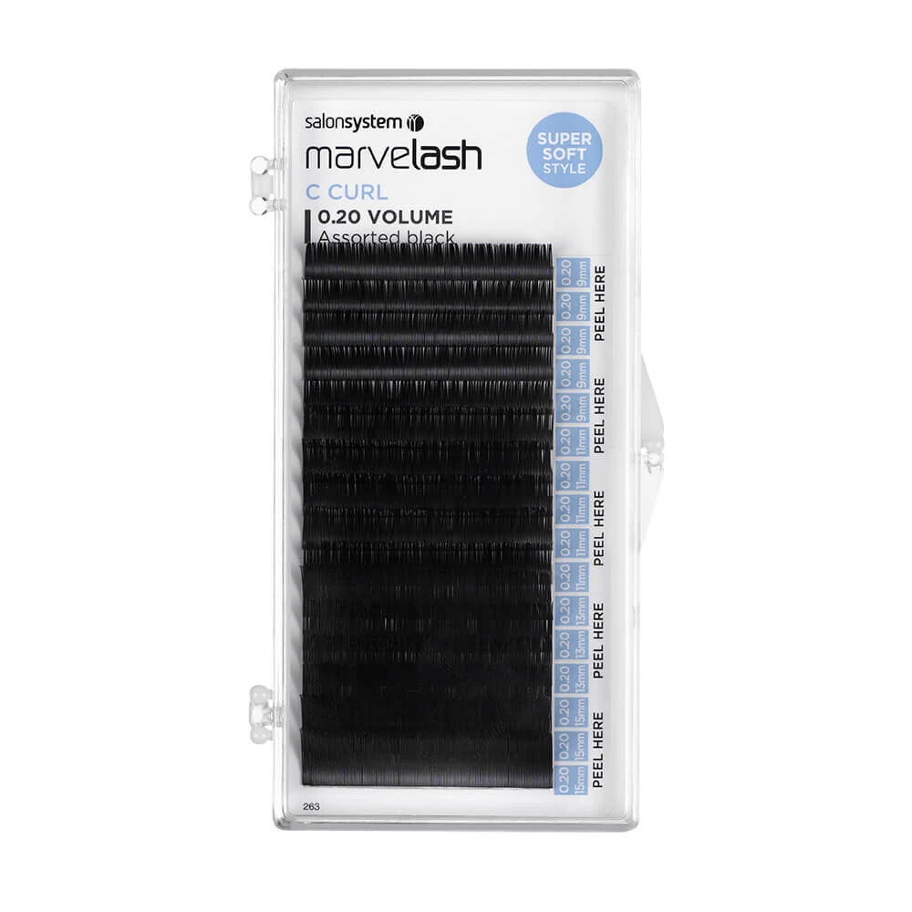 Marvelash C Curl Lashes 0.20 Volume, Assorted Length, Ellipse, Black 2 Marvelash C Curl Lashes 0.20 Volume, Assorted Length, Ellipse, Black - Image 2