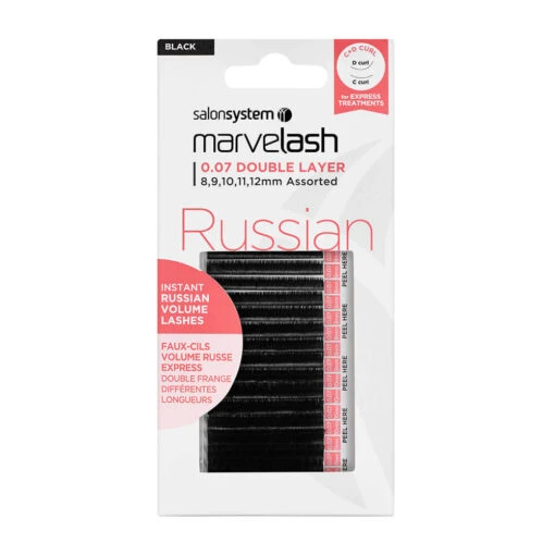 Marvelash Russian C+D Curl Lashes, 0.07 Double Layer, Assorted Length, Black -Wella Professionals || Redken || Matrix Sales 544639 0