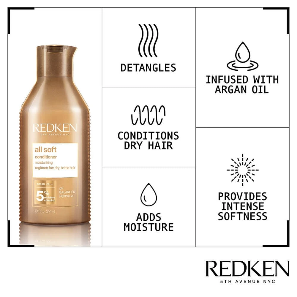 Redken All Soft Conditioner 300ml 2 Redken All Soft Conditioner 300ml - Image 2