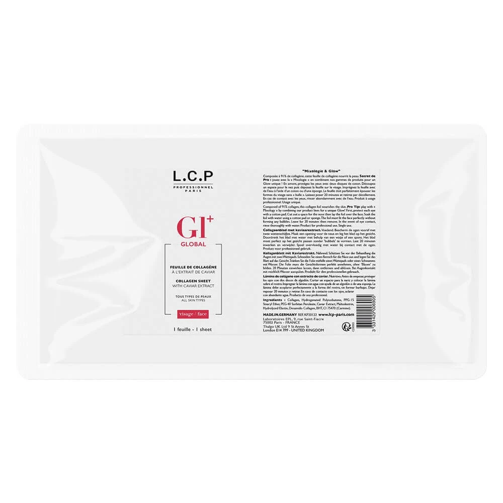 L.C.P Professionnel Paris Global Anti-Ageing Collagen Sheet Mask With Caviar Extract 1 L.C.P Professionnel Paris Global Anti-Ageing Collagen Sheet Mask With Caviar Extract